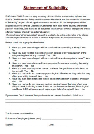 civil service statement of suitability.